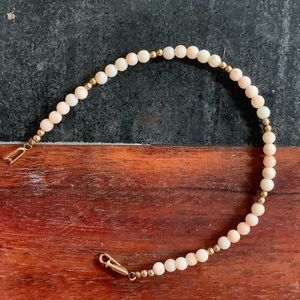 Natural Pink Coral and Gold Bracelet